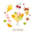 Ice cream vector infographic summer food design.