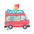 Ice Cream Food Truck, Street Meal Van, Fast Food Delivery Vector Illustration Royalty Free Stock Photo