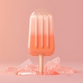 Ice cream in the form of an orange ice lolly on a pink background. 3d rendering