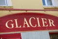 Ice Cream front store restaurant sign (Glacier in French)