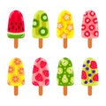 Ice cream fruit icon set