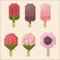 Ice cream fruit pixel look.