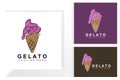 Ice Cream Gelato Logo Design, Sweet Soft Cold Food, Vector Brand Company Products