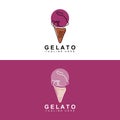 Ice Cream Gelato Logo Design, Sweet Soft Cold Food, Vector Brand Company Products Royalty Free Stock Photo