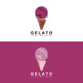 Ice Cream Gelato Logo Design, Sweet Soft Cold Food, Vector Brand Company Products