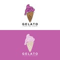 Ice Cream Gelato Logo Design, Sweet Soft Cold Food, Vector Brand Company Products Royalty Free Stock Photo