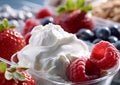 Ice cream gelato with various berries.Macro.AI Generative