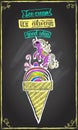 Ice cream is always good idea chalkboard kids menu with multicolored ice cream