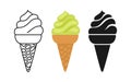 Ice Cream green pistachio cartoon set icon vector