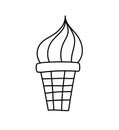 Ice cream hand drawn vector icon. Line sweet food symbol isolated. Trendy flat outline sign design. Thin linear icecream