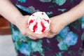 Ice cream in the hands elderly woman Royalty Free Stock Photo