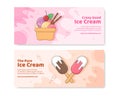 Ice Cream Horizontal Banner Template Flat Cartoon Background Vector Illustration Royalty Free Stock Photo