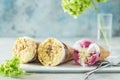 Ice cream . ice cream scoops on concrete table, close-up. Royalty Free Stock Photo