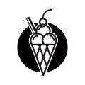 Ice cream icon black white monochrome layout