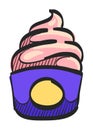 Ice cream icon in color drawing