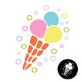 Ice Cream icon. Ice cream cone vector style doodle.