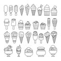 Ice cream icon. Set of cute various desserts icons.