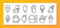 Ice cream icon set. Flavors and types of ice cream, such as scoops of vanilla, chocolate, strawberry, and mint. Sweet treat. Royalty Free Stock Photo