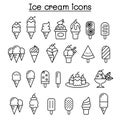 Ice cream icon set in thin line style