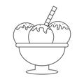 Ice cream icon. Several scoops of ice cream topped in a bowl