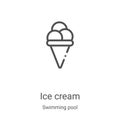 ice cream icon vector from swimming pool collection. Thin line ice cream outline icon vector illustration. Linear symbol for use