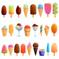 Ice cream icons set, cartoon style