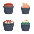 Ice cream icons set cartoon vector. Tasty rolled ice cream in cup Royalty Free Stock Photo