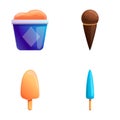 Ice cream icons set cartoon vector. Various multicolored ice cream