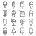 Ice Cream Icons Set on White Background. Line Style Vector Royalty Free Stock Photo