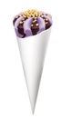 Taro Ice cream with nuts and chocolate illustration, isolated on white background, realism, photo realistic