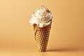 Ice Cream Indulgence: Waffle Cone Overflowing with Delectable Scoops Royalty Free Stock Photo