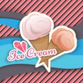 Ice cream is isolated in a waffle cup in the style of a cartoon logo Royalty Free Stock Photo