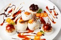 Ice cream with kumquat and meringue biscuits Royalty Free Stock Photo