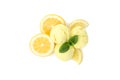 Ice cream, lemon slices and mint isolated on background Royalty Free Stock Photo