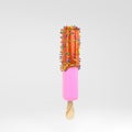 Ice cream letter L lowercase. Pink fruit popsicle font with caramel and sprinkles isolated on white background Royalty Free Stock Photo