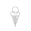 ICE CREAM LINE ART. Vector ice cream cone. Continuous Line Drawing Vector illustration Royalty Free Stock Photo