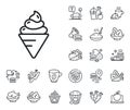 Ice cream line icon. Dessert food sign. Crepe, sweet popcorn and salad. Vector