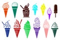 Ice cream line icon set. Included icons as sweet, cool, frozen, soft cream, flavor, dairy and more