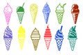 Ice cream line icon set. Included icons as sweet, cool, frozen, soft cream, flavor, dairy and more Royalty Free Stock Photo