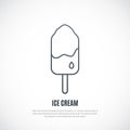 Ice cream line icon. Simple fast food symbol.