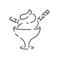 Ice cream line icon, Summer such as parfait, vector frozen yogurt, ice cream sundae, vanilla, chocolate Royalty Free Stock Photo