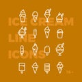 Ice cream linear icons invert