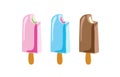 Ice cream logo collection. Waffle cone, icecream ball. Frozen dessert, gelato. Summer candy, icecream. Vanilla ice cream