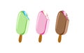 Ice cream logo collection. Waffle cone, icecream ball. Frozen dessert, gelato. Summer candy, icecream. Vanilla ice cream