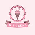 Ice cream logo design. Sweet ice cream vintage logotype.