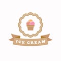 Ice cream logo design. Sweet ice cream vintage logotype.