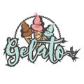 Ice cream logo retro emblem for shop