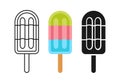 Ice Cream lolly popsicles fruit set icon vector Royalty Free Stock Photo
