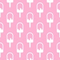 Ice cream lolly seamless pattern on pink background. Popsicle ice-cream