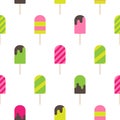 Ice cream lolly seamless pattern on white background. Popsicle